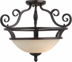 Wholesale ❤️ Maxim Manor 15 in. 2-Light Semi-Flushmount Ceiling Fixture in Oil Rubbed Bronze with Frosted Ivory Glass Shade 🛒