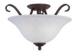Cheap 👏 Maxim Basix 100 W 2-Light Semi-Flush Mount Ceiling Fixture with Ice Glass in Oil Rubbed Bronze ✔️