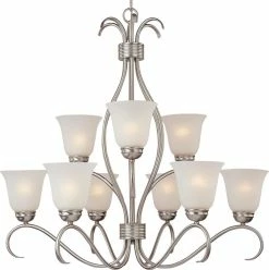 Top 10 🥰 Maxim 100W 9-Light Incandescent Chandelier in Satin Nickel 🧨