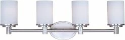 Budget 💯 Maxim Cylinders™ 9-1/2 in. 100W 4-Light Bath Light in Satin Nickel with Satin White Glass Shade 👏