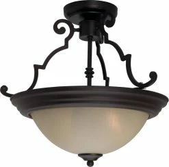 Cheapest ⌛ Maxim Signature 14 in. 2-Light Semi-Flushmount Ceiling Fixture in Oil Rubbed Bronze with Wilshire Glass Shade 🔔