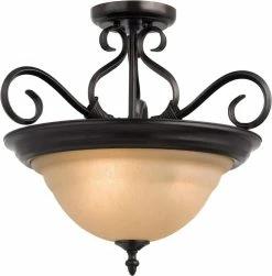 Promo 🛒 Maxim 75W 3-Light Incandescent Ceiling Light Fixture with Wilshire Glass in Kentucky Bronze 😉