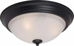 New 🎉 Maxim 15-1/2 in. 3-Light Flushmount in Black with Ice Glass Shade 👍