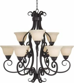 Flash Sale 🔥 Maxim Manor 33 in. 100W 9-Light Medium Incandescent Chandelier in Oil Rubbed Bronze ✔️