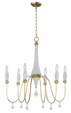 Best Pirce 🌟 Maxim Claymore 60W 6-Light Candelabra E-12 Incandescent Chandelier in Claystone with Gold Leaf ⌛