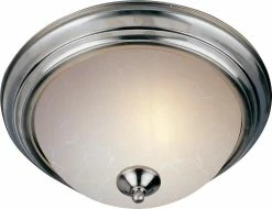 Deals ⌛ Maxim 15-1/2 in. 3-Light Flushmount in Satin Nickel with Ice Glass Shade 🛒