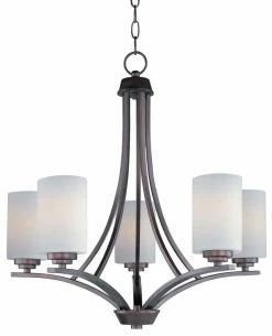Cheap 🎁 Maxim Deven 23 in. 60W 5-Light Medium E-26 Ceiling Mount Chandelier in Oil Rubbed Bronze 👏