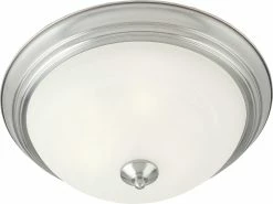 Top 10 🤩 Maxim 11-1/2 in. 2-Light Flushmount in Satin Nickel with Marble Glass Shade 🔔